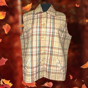 Company Collection lightweight quilted vest soft colored plaid vest